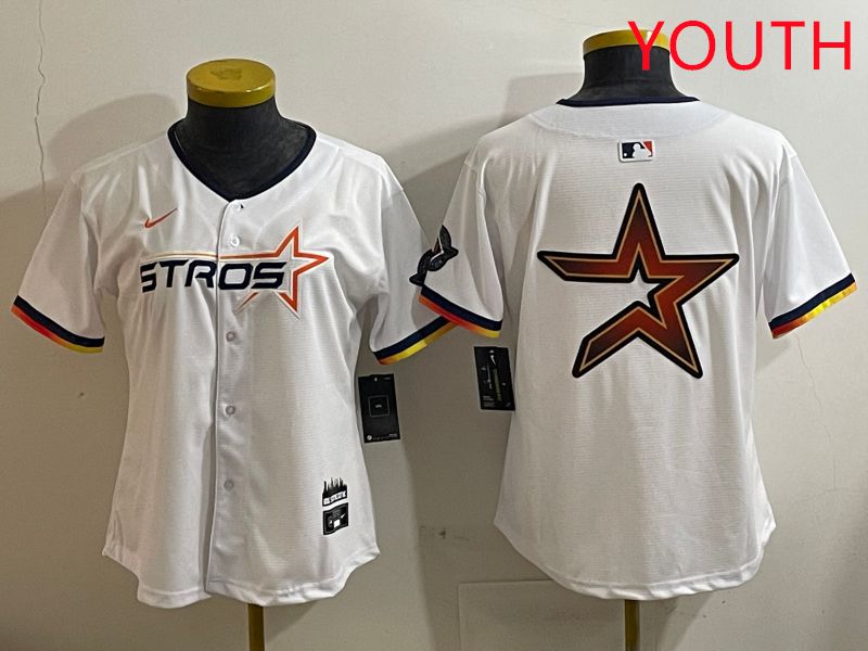 Youth Houston Astros Blank White three generations Joint Name Nike 2025 MLB Jersey style 11->youth mlb jersey->Youth Jersey